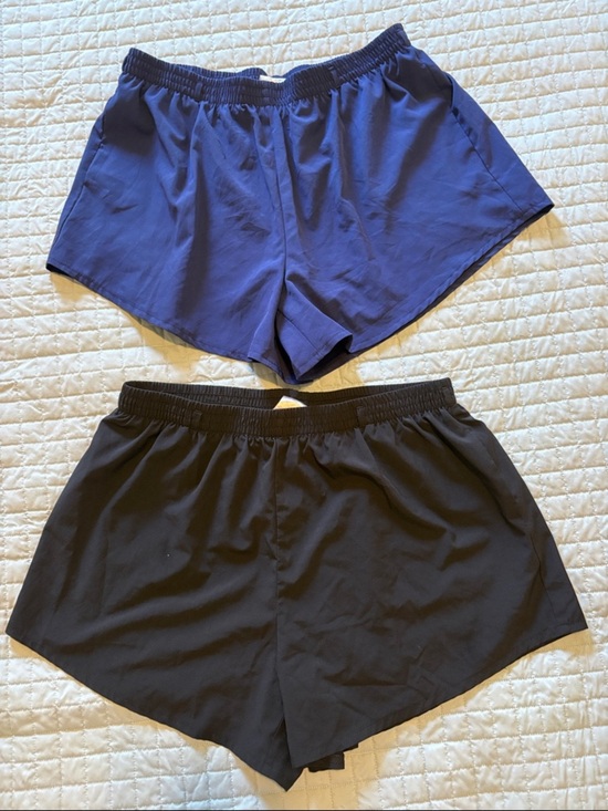 Pants - Women’s Elastic-Waist Athletic Shorts - Blue and Black 2 pair